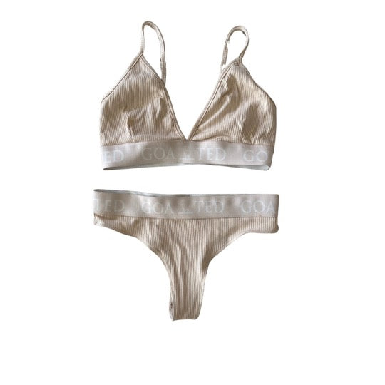 Cream Ribbed Cotton Panty Set