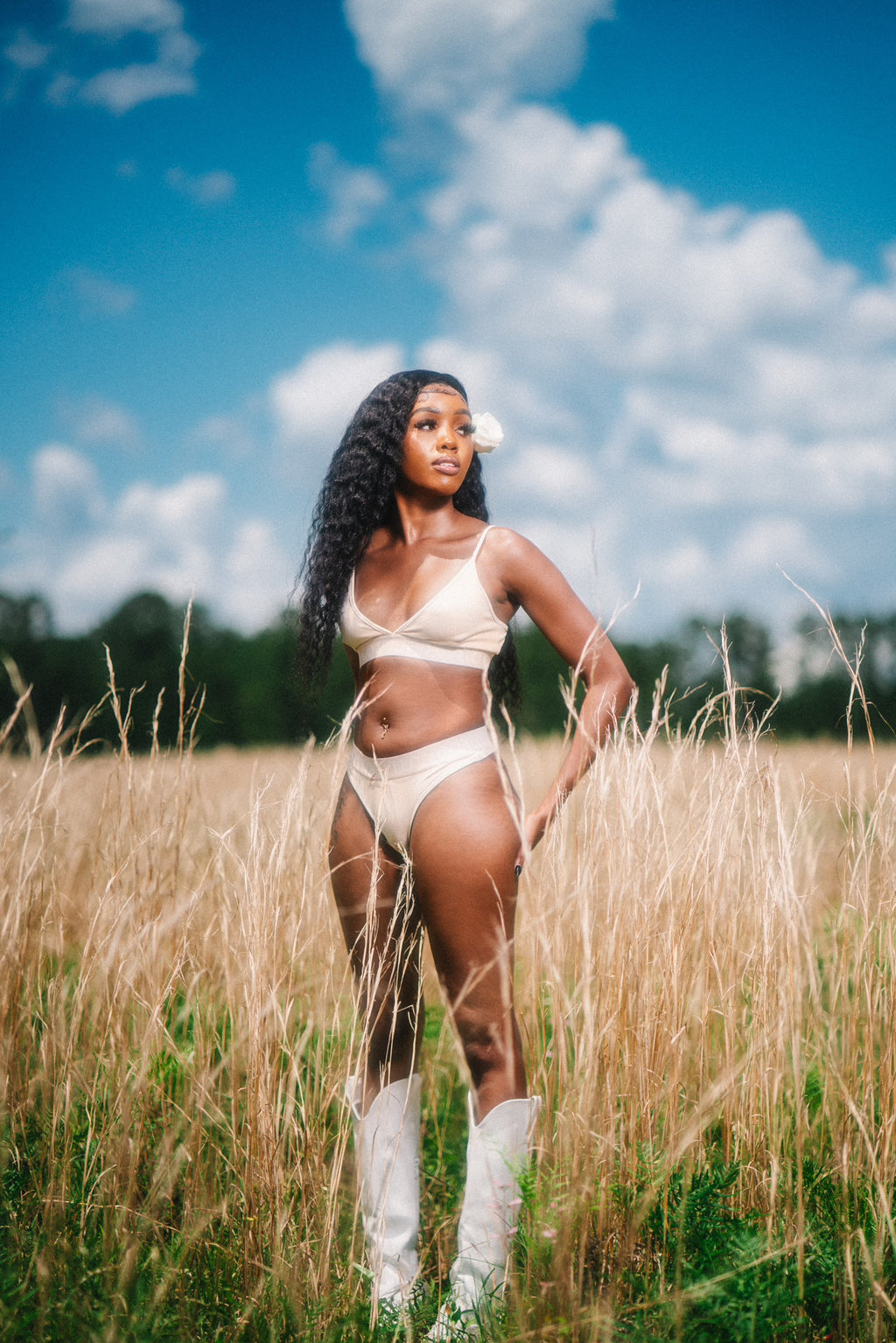 Cream Ribbed Cotton Panty Set